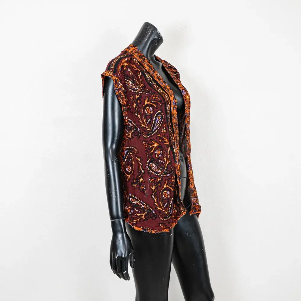 Free People Boho Paisley Kimono Cardigan vest open front sz XS - Picture 4 of 10